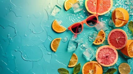 Cool detailed colorful summer background, top view, high quality, without artifacts, clear focus, in detail, best composition, hd, wallpaper, photo, for cover album, for big sale - obrazy, fototapety, plakaty