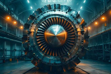 Symphony of Precision: Jet Engine Overhaul. Concept Aeronautics, Precision Engineering, Engine Maintenance, Aerospace Technology, Aviation Industry - obrazy, fototapety, plakaty