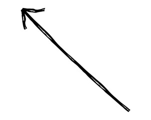 Hand drawn simple arrow drawn with wax crayon, chalk or charcoal. Uneven dry texture for underlining highlighting. Pencil drawn lines, strikethrough, grungy vector isolated on white