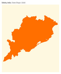 Odisha, India. Simple vector map. State shape. Solid style. Border of Odisha. Vector illustration.
