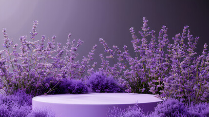 
Lavender Podium Purple Background Spring Flower Lavender Display Plant Crystal Backdrop