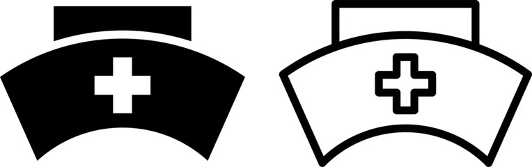 nurse hat icon, sign, or symbol in glyph and line style isolated on transparent background. Vector illustration