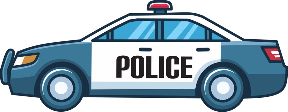  Sedan Police Car, Police Patrol Car, front view angle, illustration vector art
