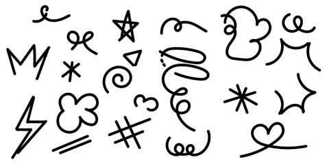 Set of doodle hand drawn element. Vector illustration