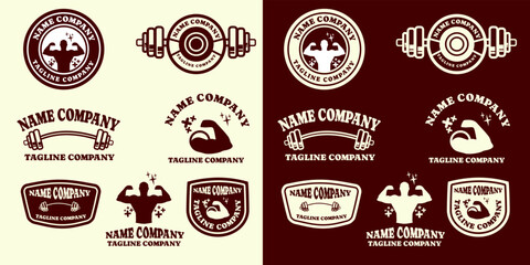 Gym logo set bundle vector 