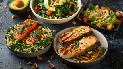 Gourmet Healthy Eating Concept: Exquisitely Prepared Meals Featuring Superfoods -
