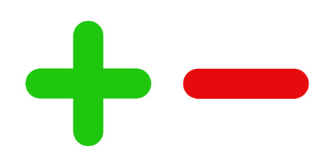 Obraz premium Plus and Minus in Green and Red Color