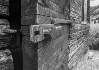 Hardware on a ghost town jail door, Silverton, CO