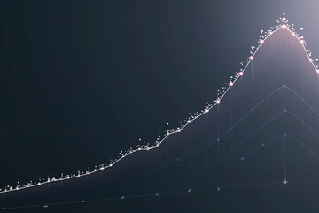 Luminous peak of stock market graph on a dark grid background