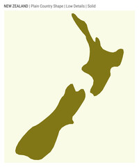 New Zealand plain country map. Low Details. Solid style. Shape of New Zealand. Vector illustration.