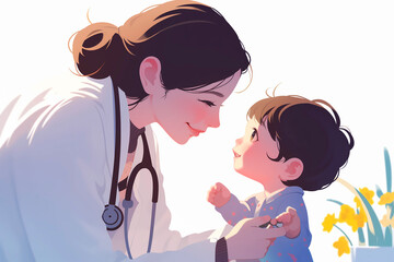 Doctor examining little girl by stethoscope. Concept of healthcare and medicine.