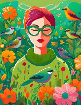 girl with flowers