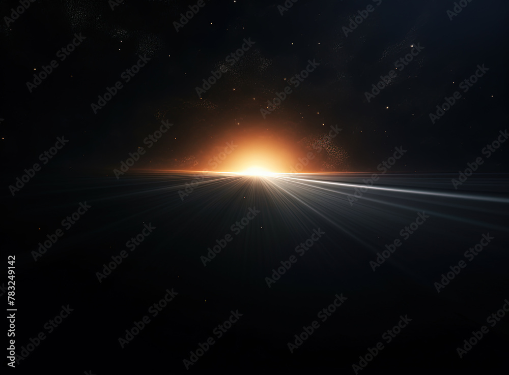 Aufkleber Light flare in the dark space. Abstract background with shiny lens glare effect.