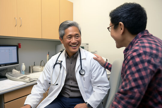 Patient thanking doctor for help