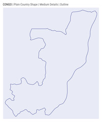 Congo plain country map. Medium Details. Outline style. Shape of Congo. Vector illustration.