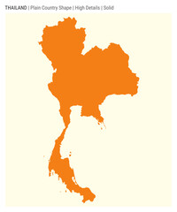Thailand plain country map. High Details. Solid style. Shape of Thailand. Vector illustration.