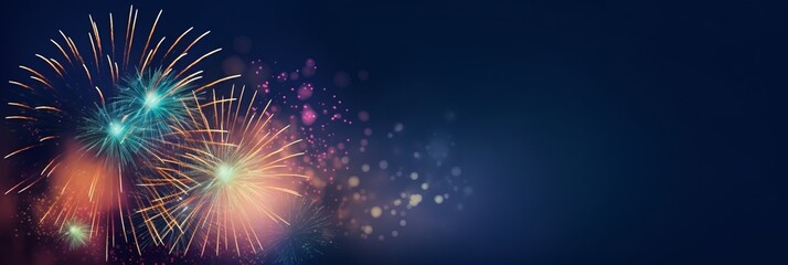 firework over abstract blue background and text space - 783249995