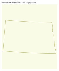 North Dakota, United States. Simple vector map. State shape. Outline style. Border of North Dakota. Vector illustration.