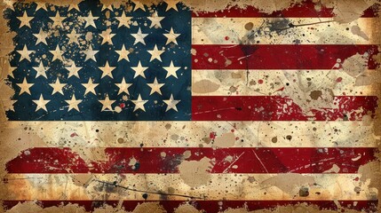Vintage American Flag for 4th of July or Veterans Day Concept - High Quality AI-Generated Photo