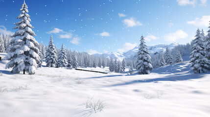 winter landscape with trees.