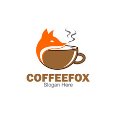 coffee fox logo design concept stock vector