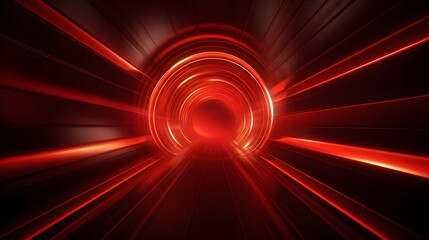 Radial red light through the tunnel glowing in the darkness for print designs templates,...