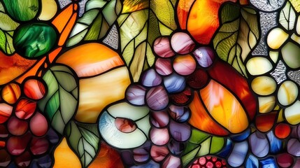 Yummy fruits, vibrant stained glass
 - obrazy, fototapety, plakaty