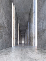 Abstract concrete hallway with natural light