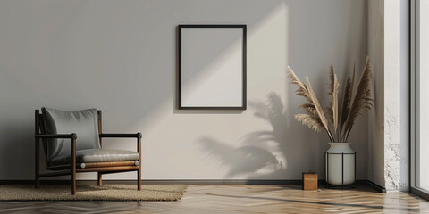 Mockup frame in home. 3d render.	