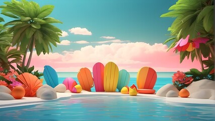 3D Render of a Summer Background in Various Colors