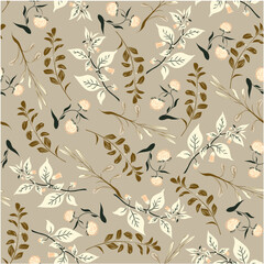 Vector textile of different field colors. Seamless pattern with grasses ornament, floral texture repeat, vintage meadow background