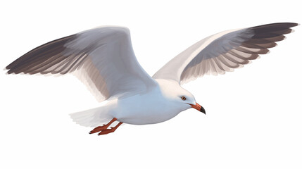 Gaivota voando no fundo branco - Ilustração