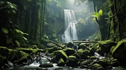 Foto op Plexiglas waterfall in the forest. © Shades3d
