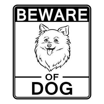 Beware of cute dog plate coloring retro PNG illustration. Isolated image on white background. Comic book style imitation.