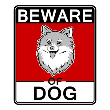 Beware of cute dog plate pop art retro PNG illustration. Isolated image on white background. Comic book style imitation.