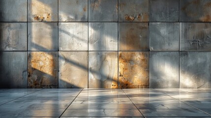 An empty space on the cement wall in the art exhibition