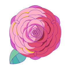 ピンク色のバラの花　デフォルメ手描きイラスト