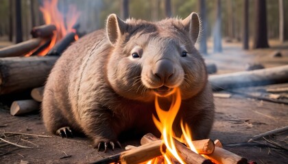 A-Contented-Wombat-Basking-In-The-Warmth-Of-A-Camp- 2