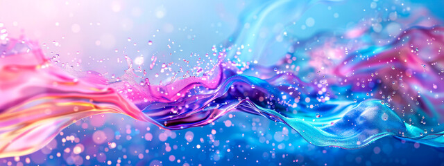 Vibrant Abstract Liquid Wave Background with Colorful Splash - obrazy, fototapety, plakaty