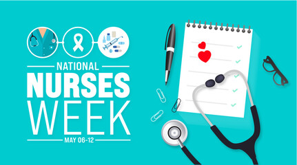 6th to 12th May is National nurses week background template. Medical and health care concept. Celebrated annually in United States. Thank you nurses or honour of the nurses and doctors background