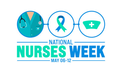 6th to 12th May is National nurses week background template. nurse dress, medical instrument, medicine, Medical and health care concept. Celebrated annually in United States. Thank you nurses.