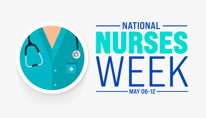 6th to 12th May is National nurses week background template with nurse dress. Medical and health care concept. Celebrated annually in United States. Thank you nurses or honour of the nurses.