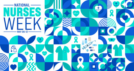 6th to 12th May is National nurses week background with geometric shape pattern template. Medical and health care concept. Celebrated annually in United States. Thank you nurses or honour of the nurse
