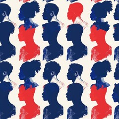 Group of women silhouettes with different hair colors, suitable for diverse themes