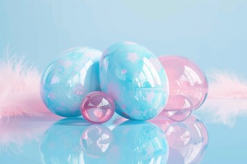 Vibrant Easter eggs in blue and pink colors. Perfect for Easter celebrations