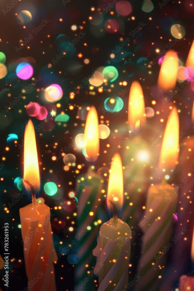 Poster group of lit candles on top of a table, perfect for creating a cozy atmosphere