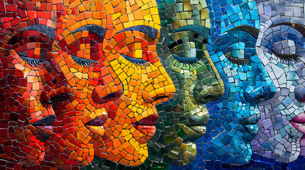 Colorful mosaic artwork depicting the diversity and uniqueness of individuals.