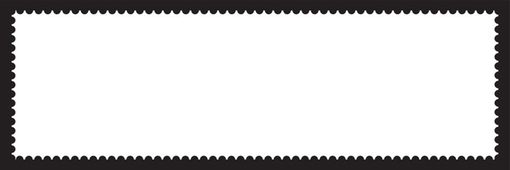 Blank vintage postage stamp on black background. Mockup with perforations for your picture text or design