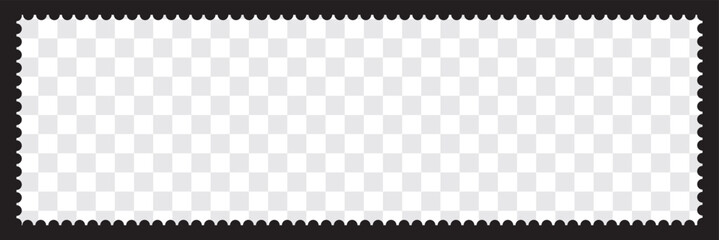 Blank vintage postage stamp on black background. Mockup with perforations for your picture text or design