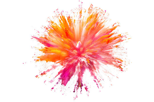 A vibrant pink and orange burst of color on empty canvas.